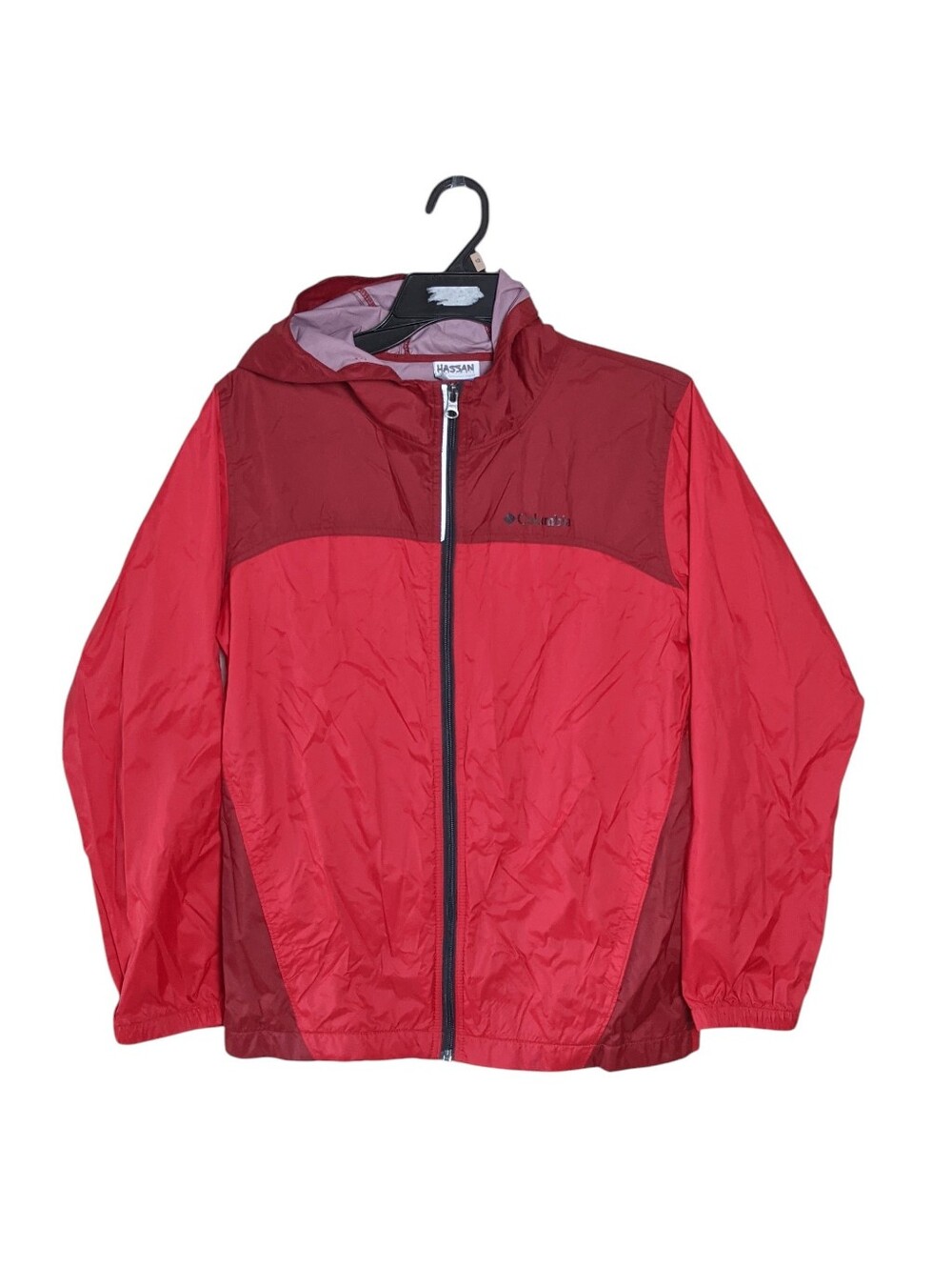 Columbia Boys Red Hooded Waterproof Rain Jacket Size L 14-6